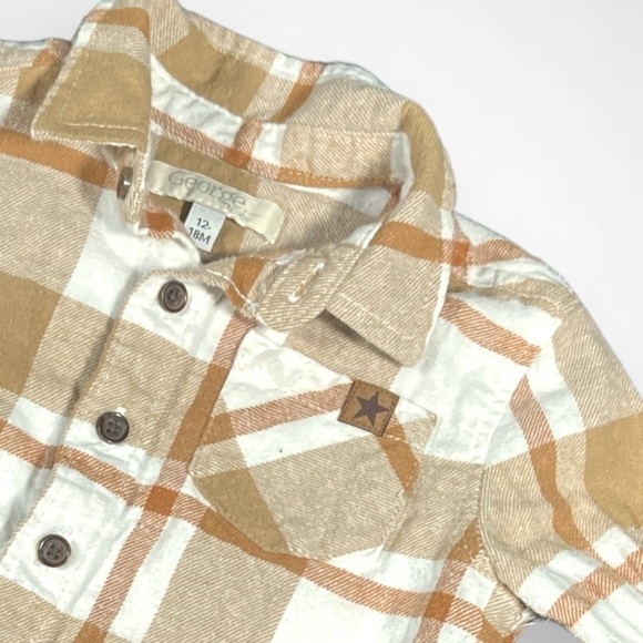4/$20 George Plaid Tan Button Down Shirt - Picture 2 of 3